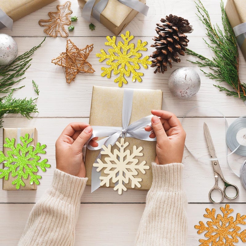 Sophena Wooden Christmas Snowflake Ornaments to Paint Christmas Winter Decoration Cutouts Unfinished 24PCS 3.5 inches, DIY Blank Unfinished Christmas Tree Ornament for Home Snowflakes Crafts Hanging - Image 3